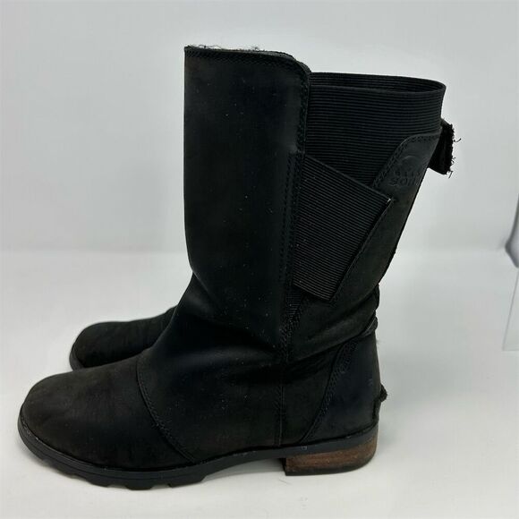 Sorel Women's Emelie Black Waterproof Pull On Mid-Calf Chelsea Boots Size 6.5 - Picture 8 of 13